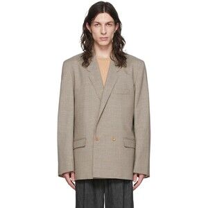 Lemaire Double Breasted Blazer 46 36 S Unisex Beige Gray Oversized $870